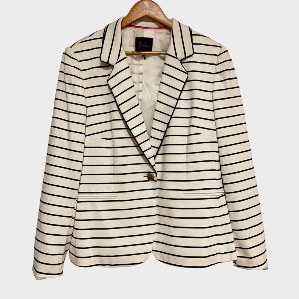 JM Studio Blazer Jacket Women's Size 18 Striped Career Office Casual Stretch Top